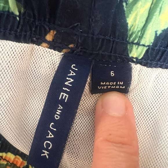 Janie and Jack Navy Tropical Print Kids Swim Shorts - Picture 7 of 7